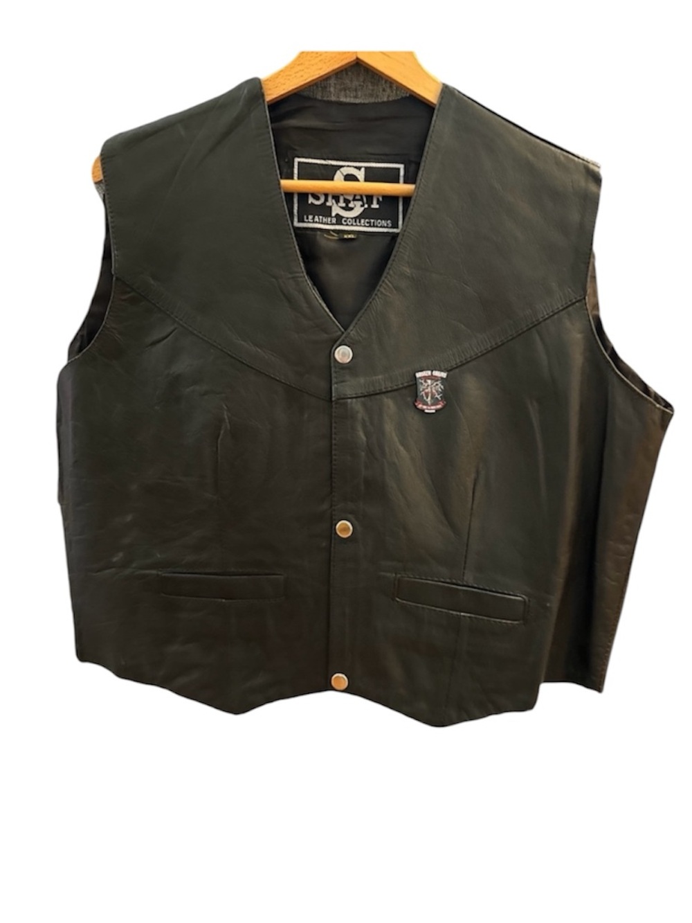 Milwaukee Leather SHAF Men’s Leather Vest XXL Black Snaps Pockets See Photos